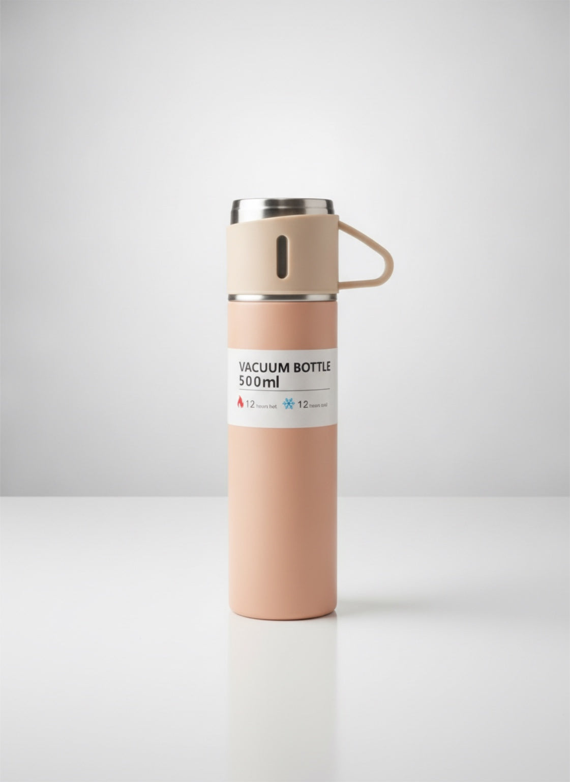 Premium Insulated Stainless Steel Vacuum Flask (500ml) – Portable Thermal Sports Travel Bottle with Built-In Carrying Loop Lid