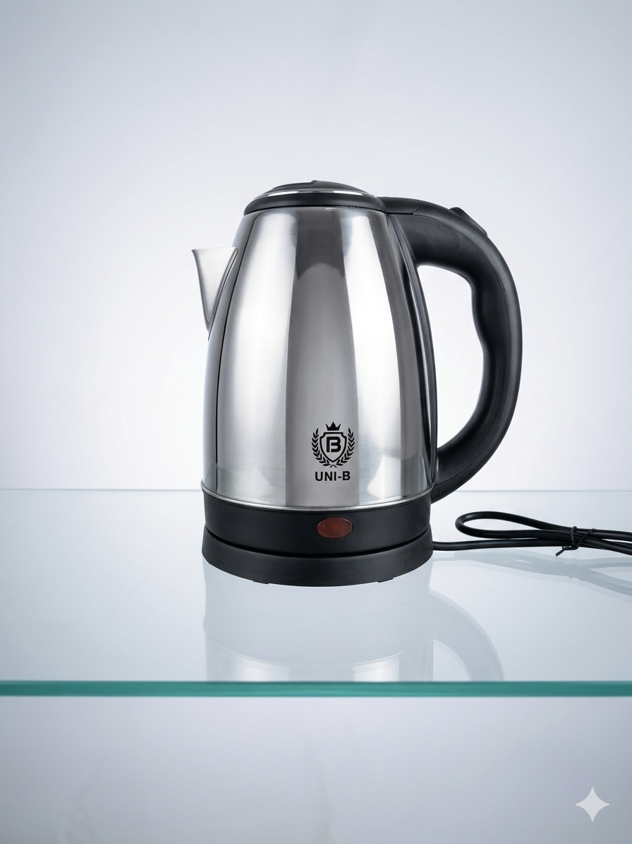 UNI-B Stainless Steel Electric Kettle (UBK-1644) – 1.8L Fast Boiling Hot Water Cordless Kettle