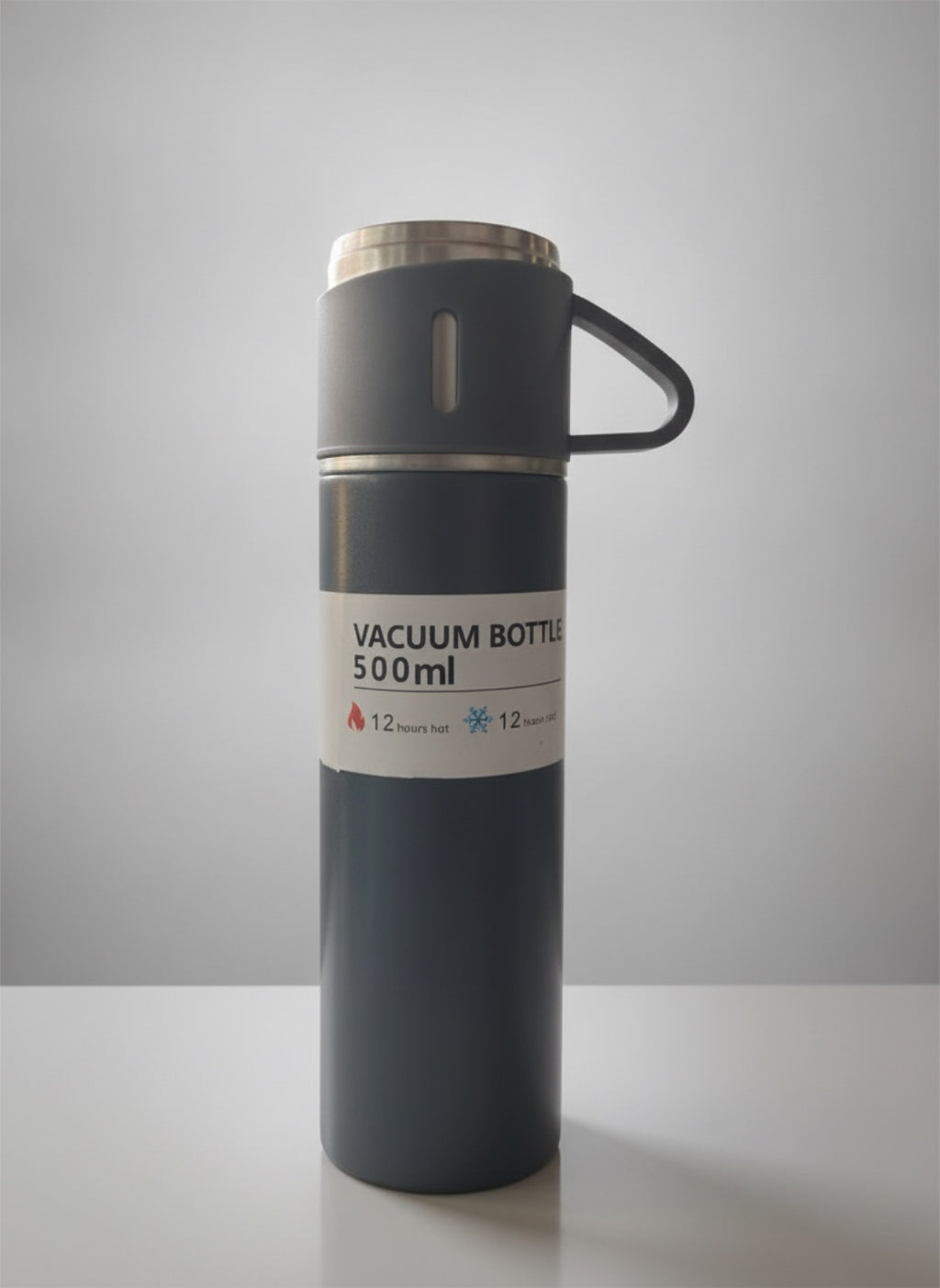 Premium Insulated Stainless Steel Vacuum Flask (500ml) – Portable Thermal Sports Travel Bottle with Built-In Carrying Loop Lid
