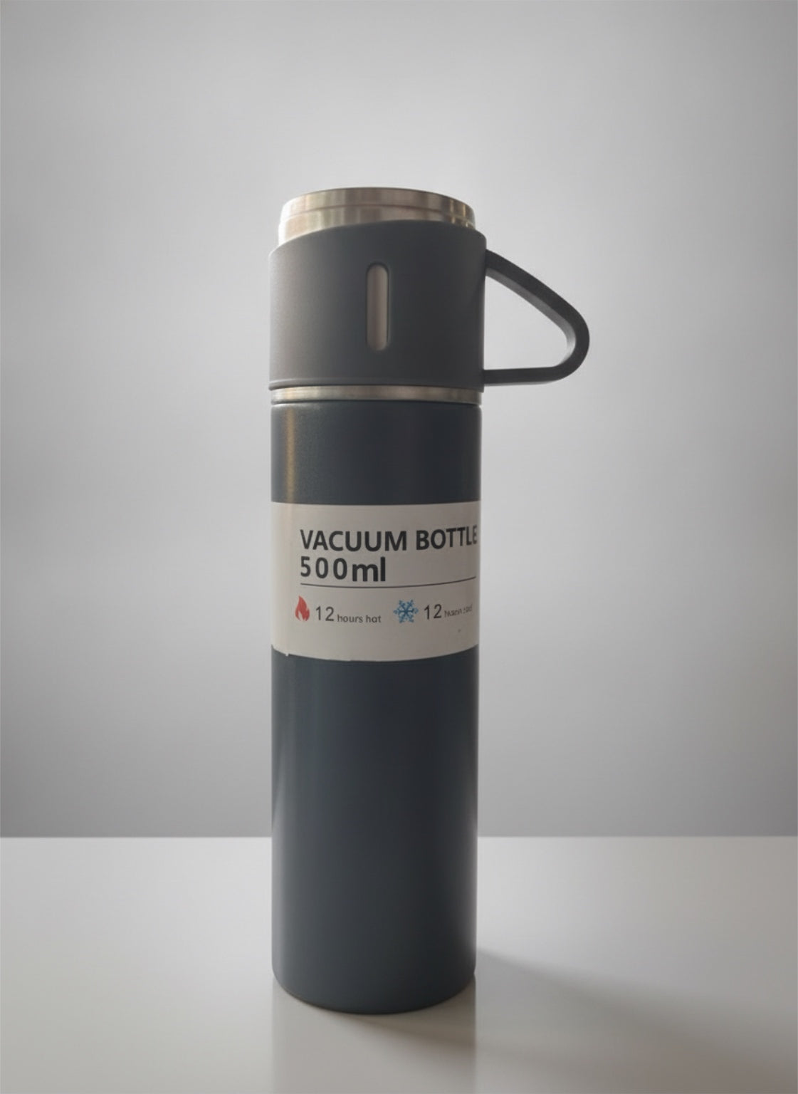 Premium Insulated Stainless Steel Vacuum Flask (500ml) – Portable Thermal Sports Travel Bottle with Built-In Carrying Loop Lid