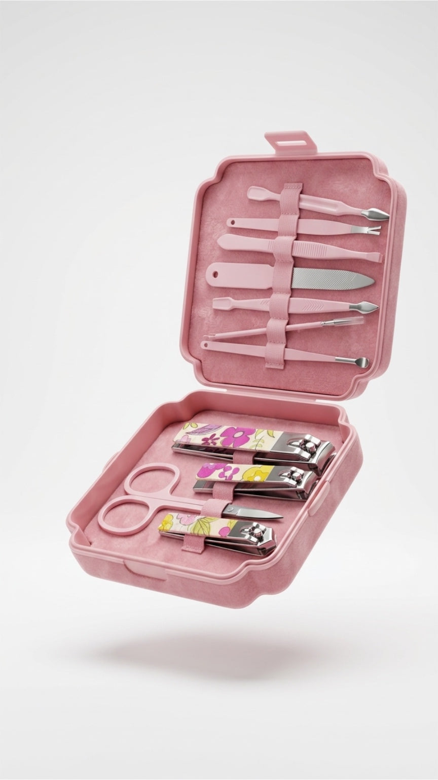 Floral Compact Professional Manicure & Grooming Set