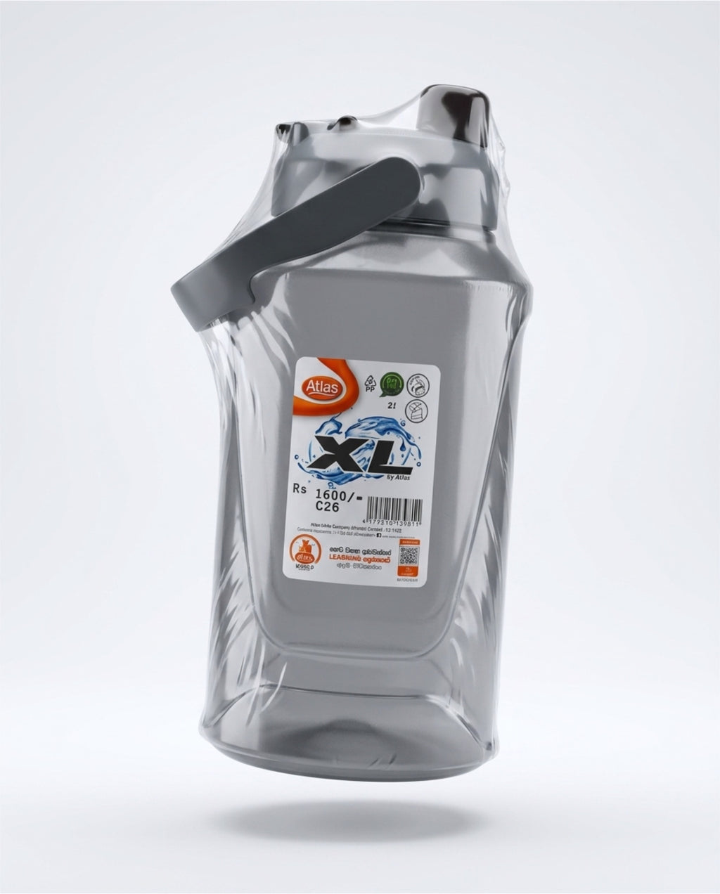 Atlas XL 2-Litre Mega Water Bottle – Large Capacity Sports Jug with Built-In Handle and Flip-Top Cap