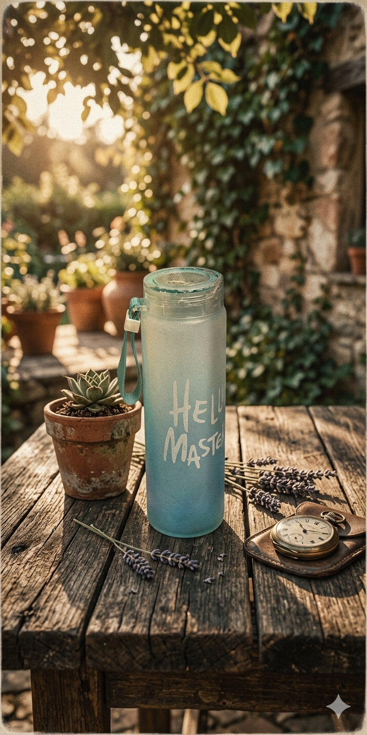 Hello Master Frosted Glass Water Bottle - Premium Aesthetic Hydration