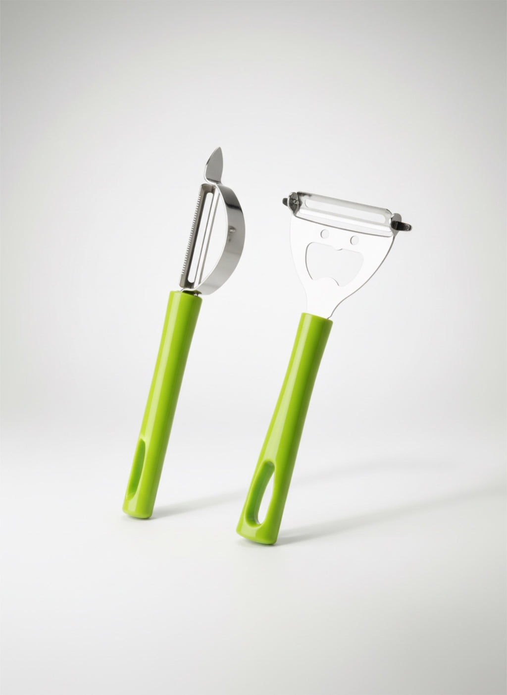 2-Piece Multi-Peeler Set – Stainless Steel Julienne & Vegetable Peeler Kit with Integrated Bottle Opener – Ergonomic Green Handles