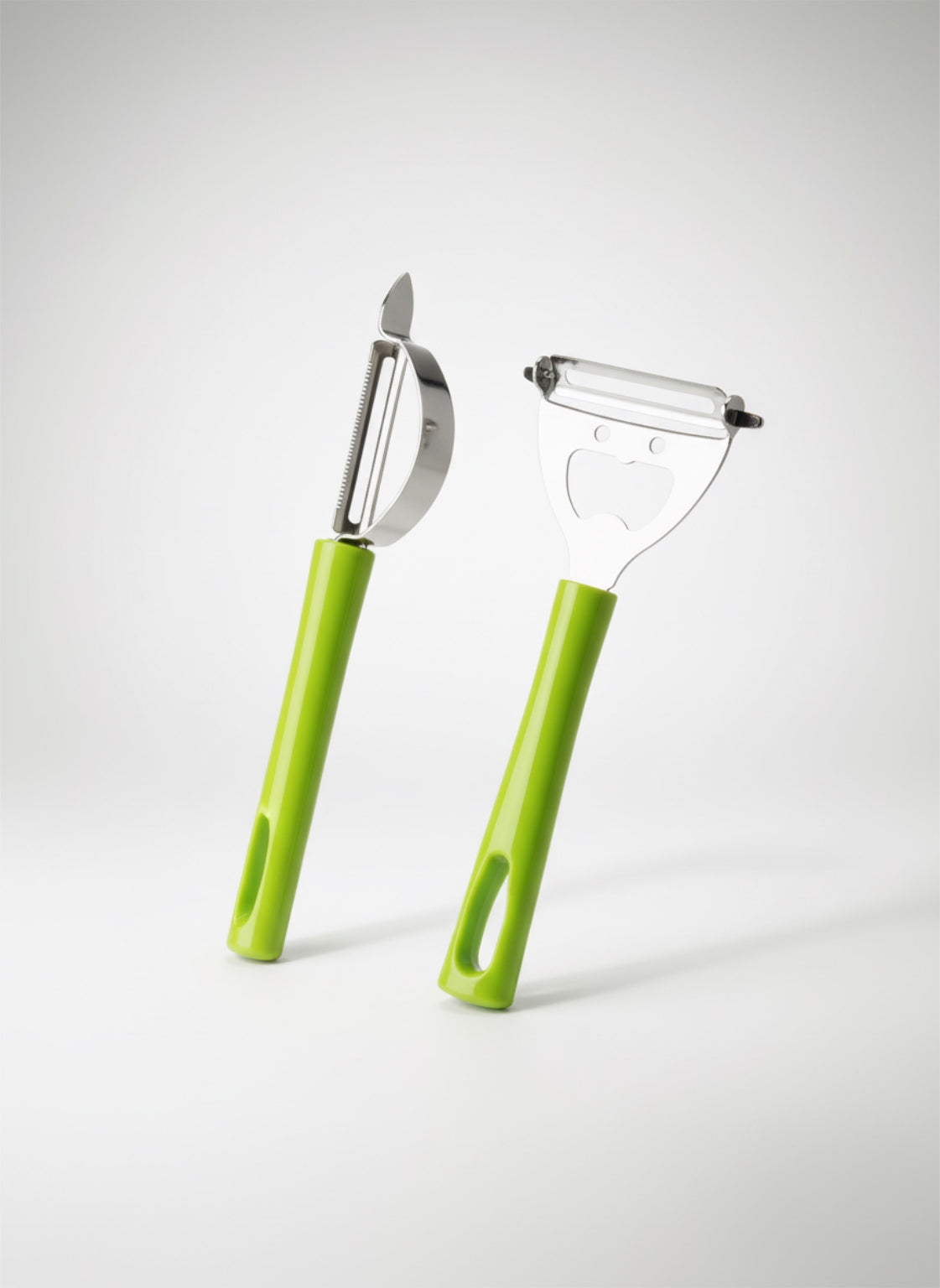 2-Piece Multi-Peeler Set – Stainless Steel Julienne & Vegetable Peeler Kit with Integrated Bottle Opener – Ergonomic Green Handles