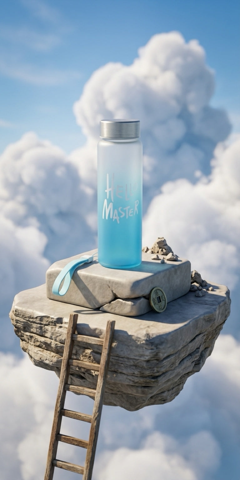 Hello Master Frosted Glass Water Bottle - Premium Aesthetic Hydration