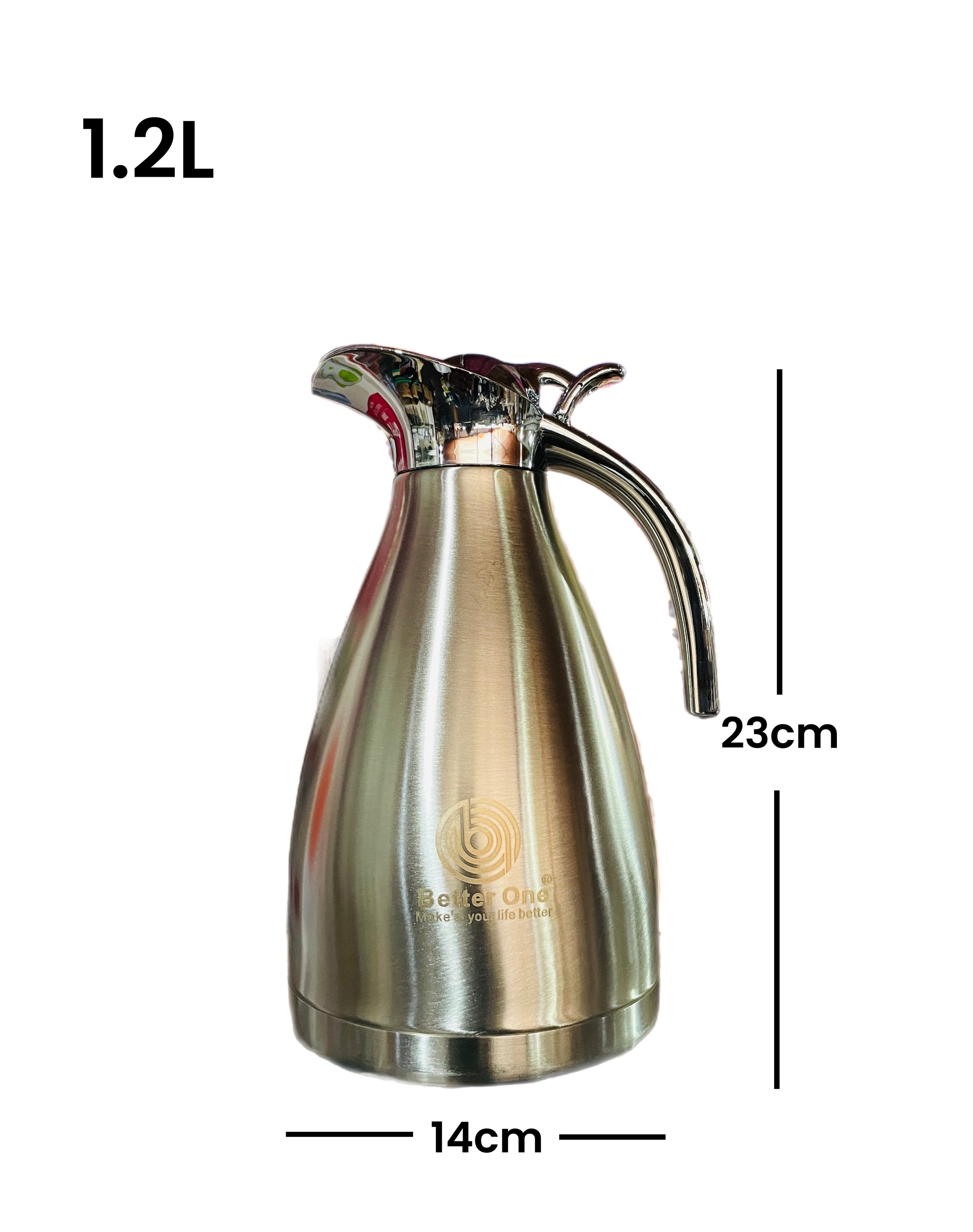 Premium Double-Wall Stainless Steel Vacuum Carafe (OG-20RC) – Hot & Cold Thermal Flask Kettle with One-Touch Stopper (Available in 1.2L & 1.5L)