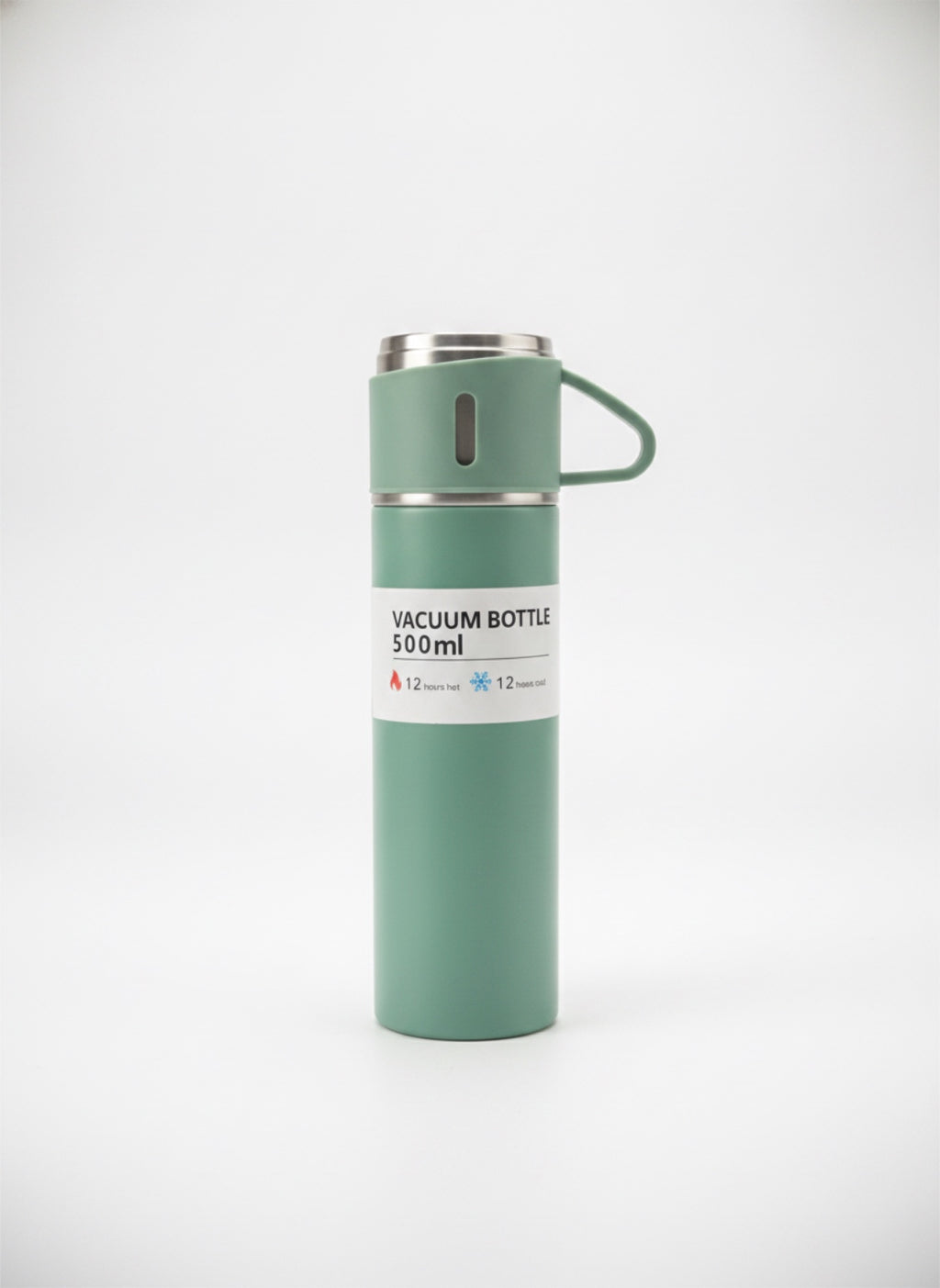 Premium Insulated Stainless Steel Vacuum Flask (500ml) – Portable Thermal Sports Travel Bottle with Built-In Carrying Loop Lid