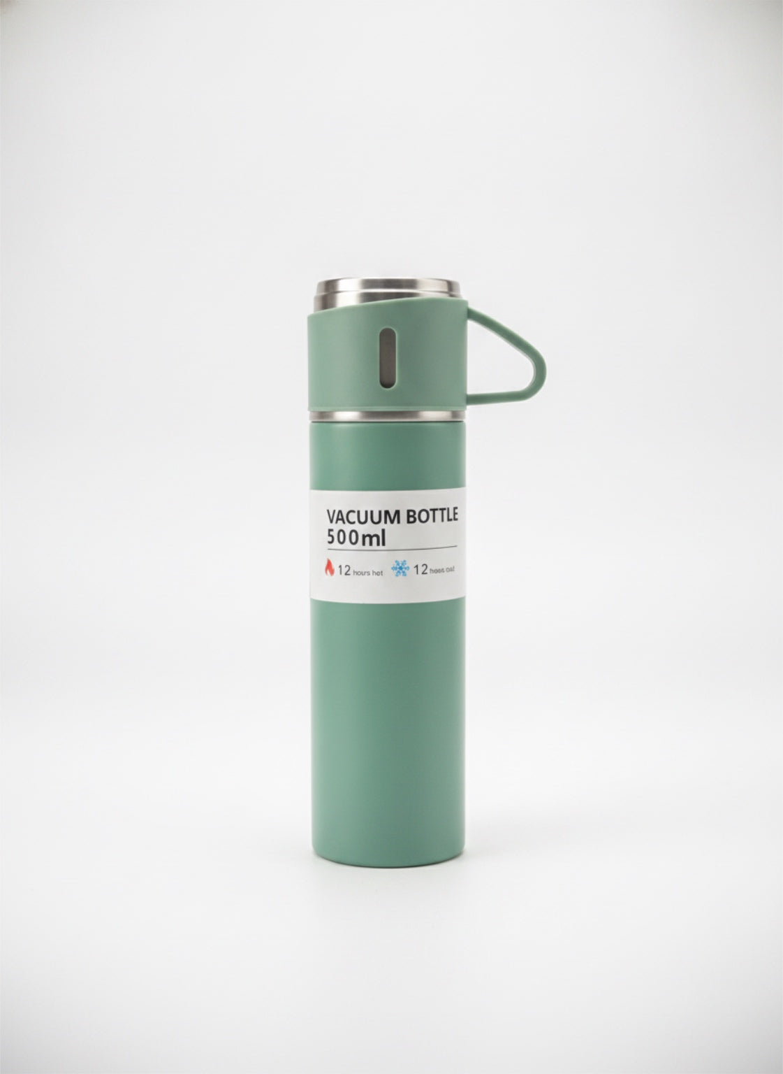 Premium Insulated Stainless Steel Vacuum Flask (500ml) – Portable Thermal Sports Travel Bottle with Built-In Carrying Loop Lid