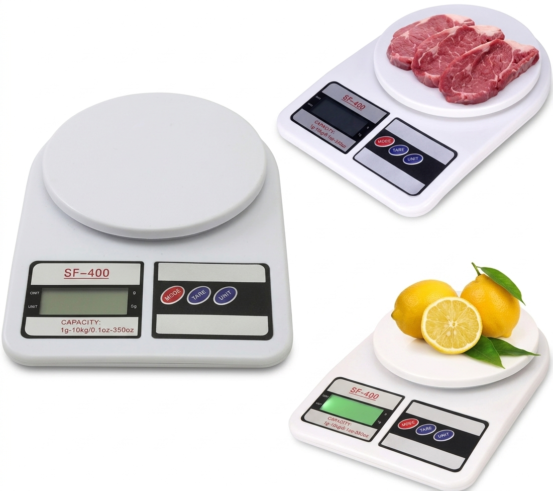 SF-400 Digital Electronic Kitchen Scale – 5kg/1g Precision Food Scale for Baking & Cooking, High-Accuracy Weight Measurement with LCD Display and Tare Function