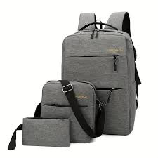 Arctic Hunter 3-in-1 Business & Travel Bag Set – Water-Resistant Laptop Backpack, Crossbody Messenger Bag, and Toiletry Clutch – Modern Grey Aesthetic for Professionals & Students