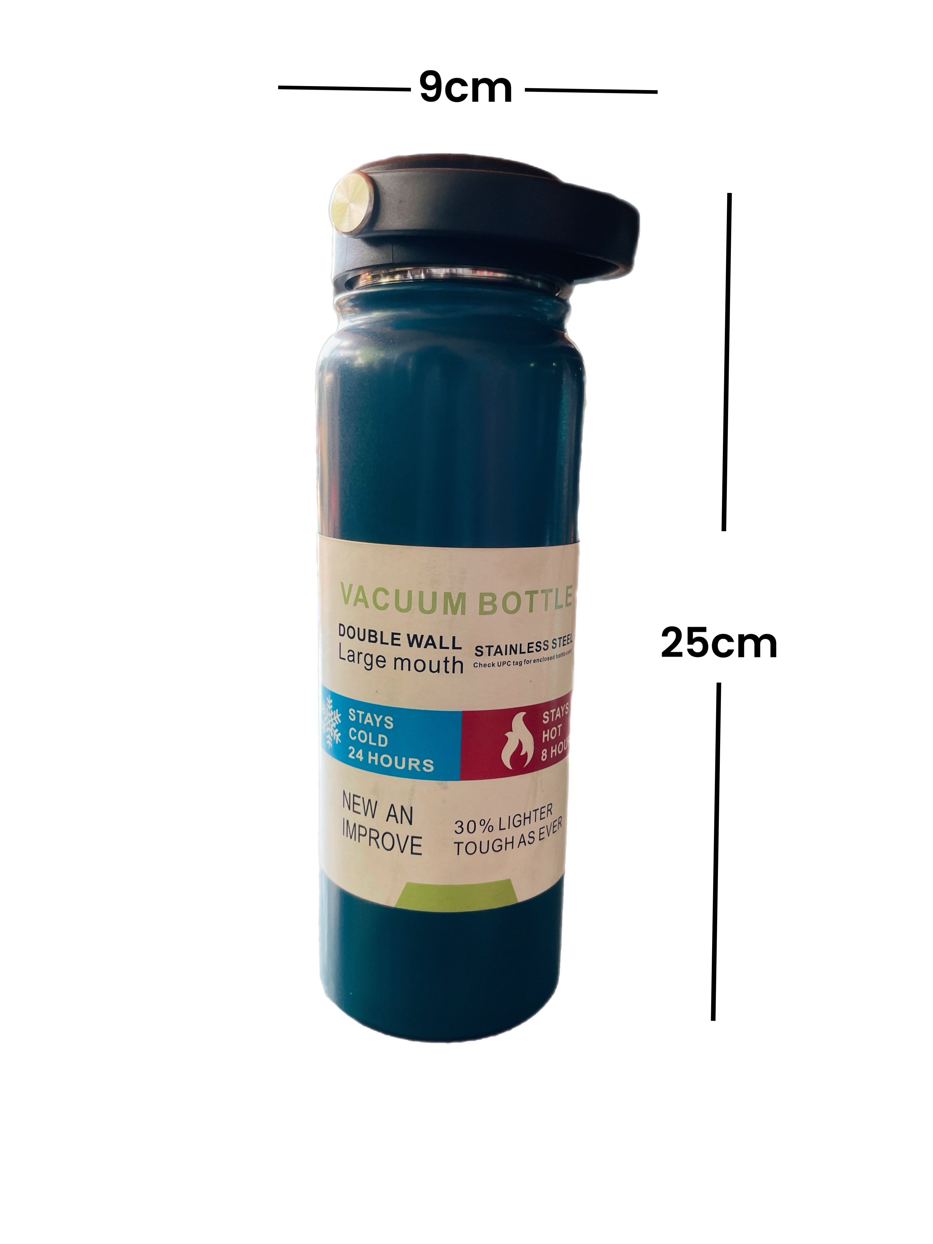 Premium Double Wall Stainless Steel Vacuum Bottle – Large Mouth Insulated Water Bottle, Stays Cold 24 Hours & Hot 8 Hours, Lightweight & Durable Design