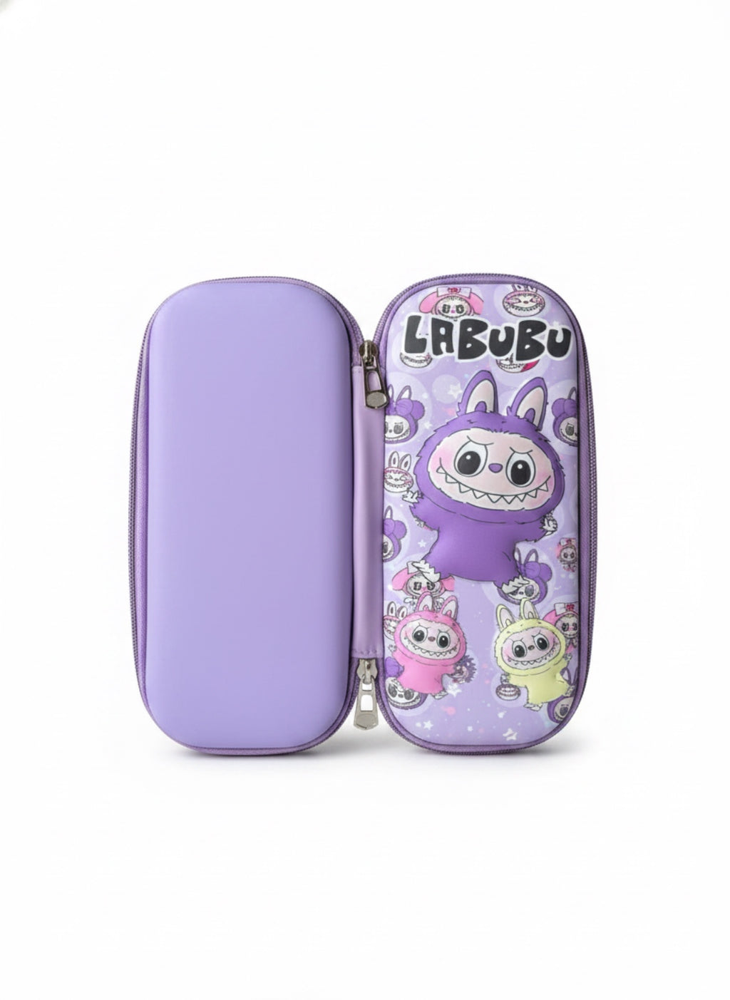 Official Labubu Hard Shell Pencil Case – Cute Purple Character Stationery Organizer Box