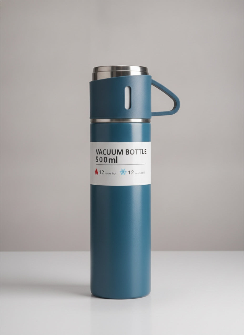 Premium Insulated Stainless Steel Vacuum Flask (500ml) – Portable Thermal Sports Travel Bottle with Built-In Carrying Loop Lid