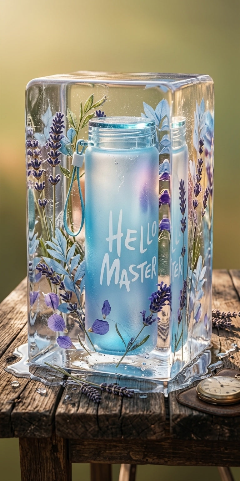 Hello Master Frosted Glass Water Bottle - Premium Aesthetic Hydration