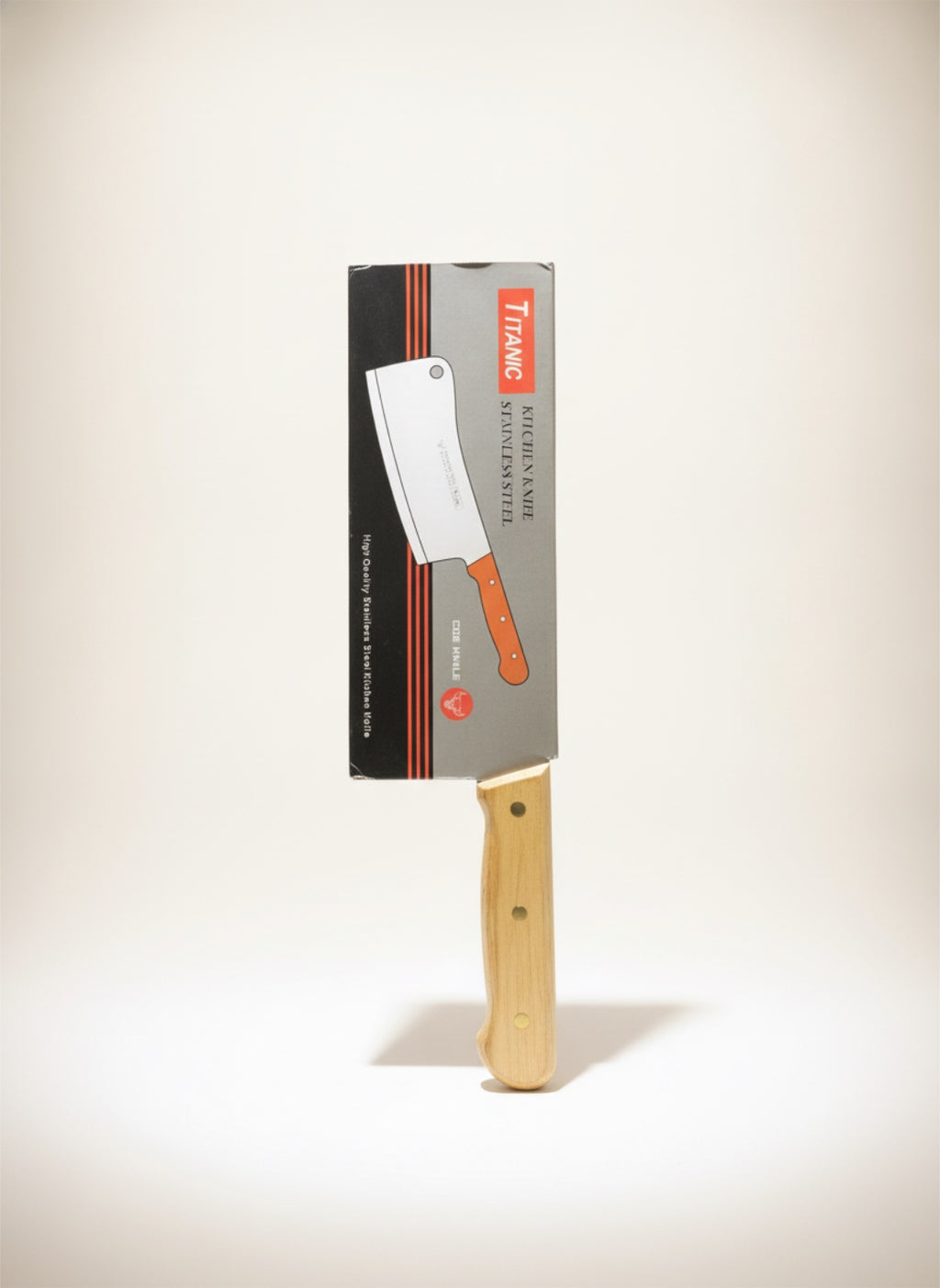 Titanic Premium Stainless Steel Kitchen Cleaver – High-Quality "Cow Knife" Chopper with Triple-Riveted Natural Wood Handle