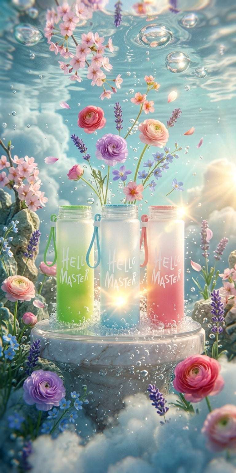 Hello Master Frosted Glass Water Bottle - Premium Aesthetic Hydration