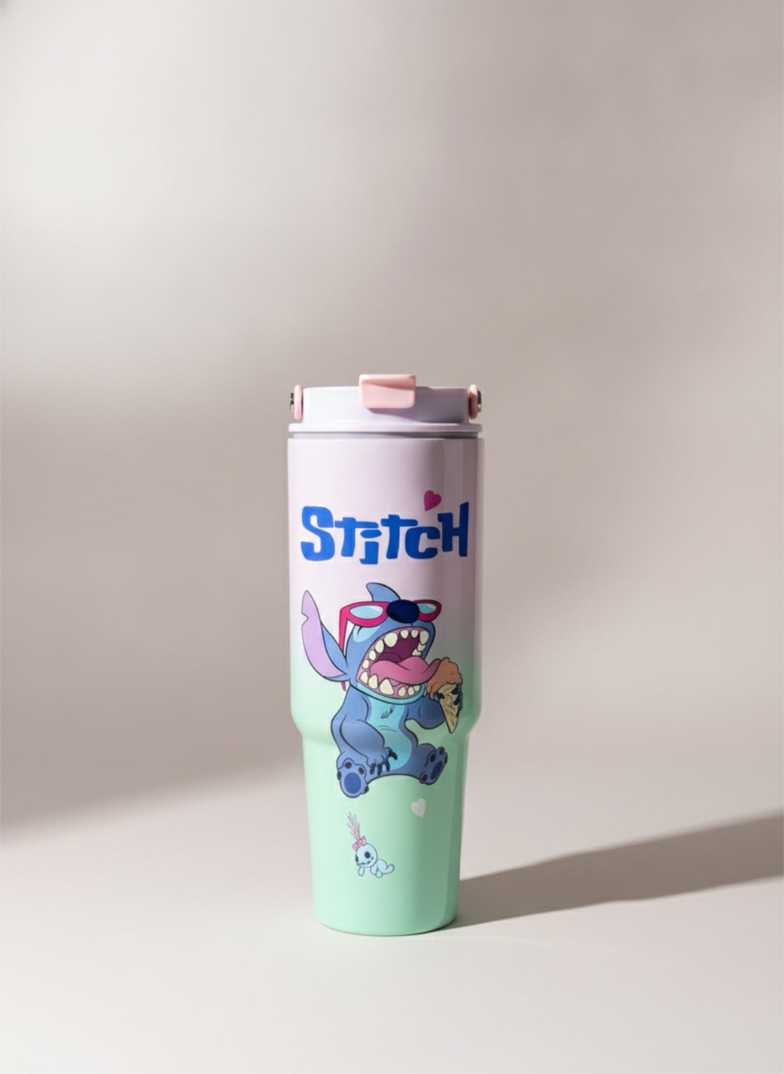 Official Disney Stitch Insulated Travel Tumbler – Cute Pastel Gradient Stainless Steel Coffee Mug & Water Bottle