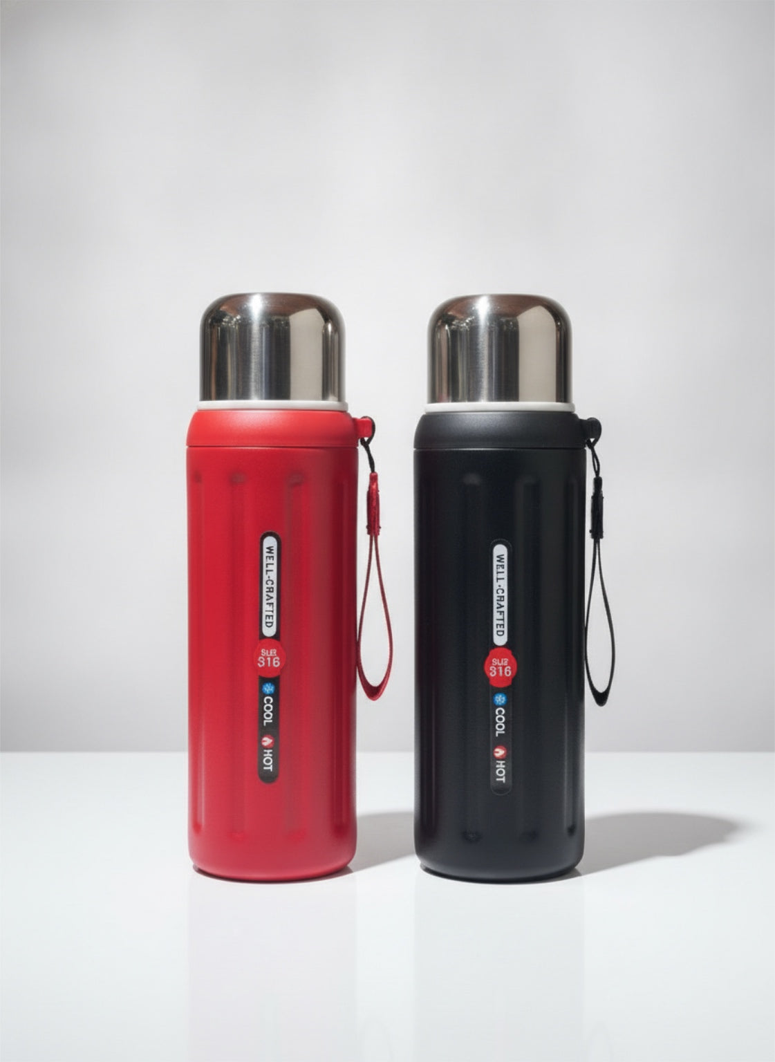 Well-Crafted Premium SUS 316 Stainless Steel Bullet Thermos – Heavy-Duty Vacuum Insulated Travel Flask with Stainless Steel Cup Lid